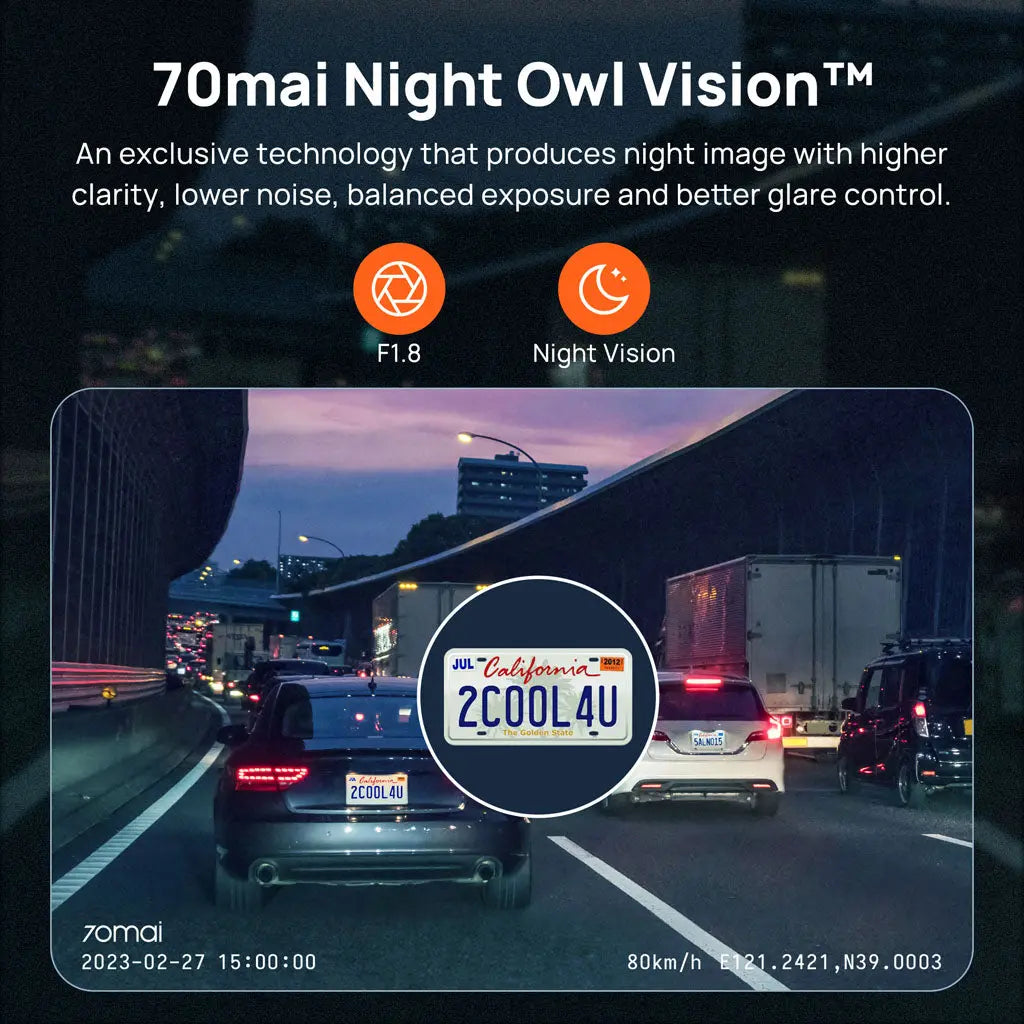 70mai Dash Cam A800S 4K UHD with 3-Inch IPS Screen & Dual-Channel Supported