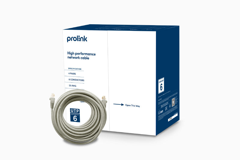 Prolink CAT6 UTP Lan Cable 23AWG Fluke Tested 305m/box HCCA (High Conductive Copper Clad Aluminum)