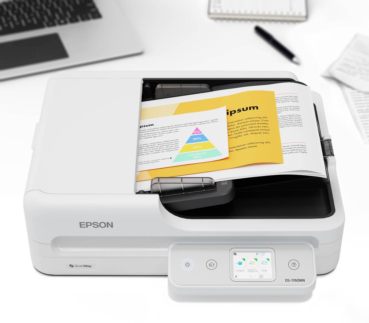 Epson WorkForce DS-1760WN Flatbed Document Scanner with Duplex ADF (B11B274501)