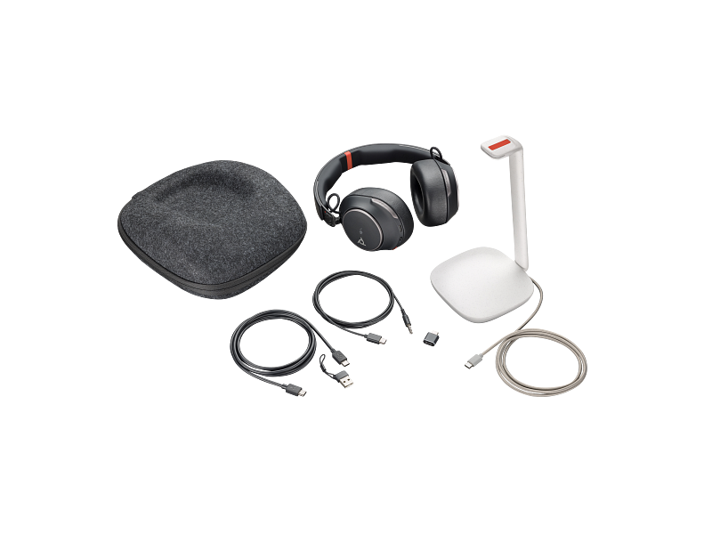 Poly Voyager Surround 85 UC Microsoft Teams Certified USB-C Headset +USB-C/A Adapter +Charging Stand (8G7T8AA)