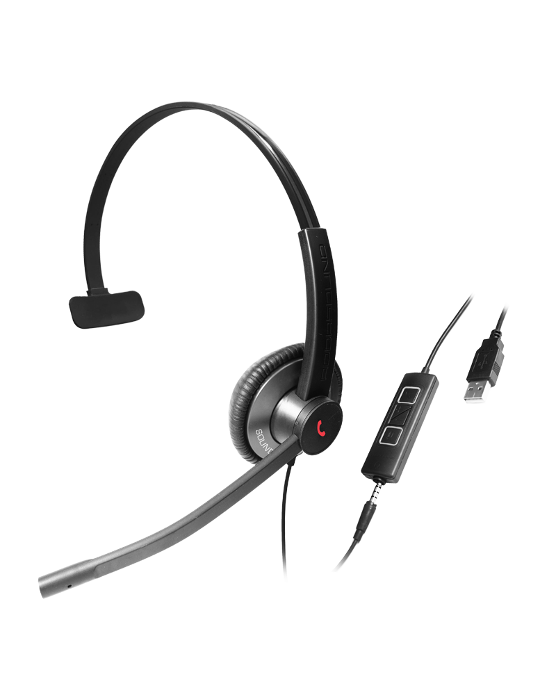 Addasound Epic 501 Wired Mono Headset (UC) Teams UC,3.5mm+USB-A, Gray