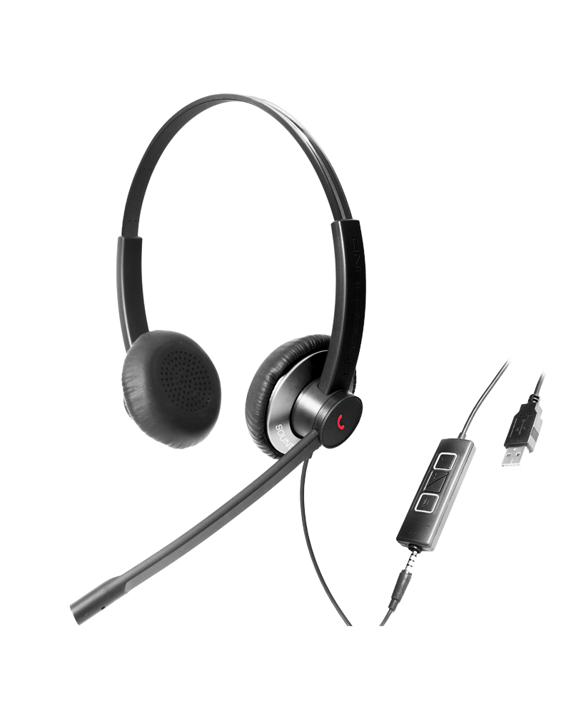 Addasound EPIC 502-C Wired Duo Headset (UC) Teams UC,3.5mm+USB-C Gray