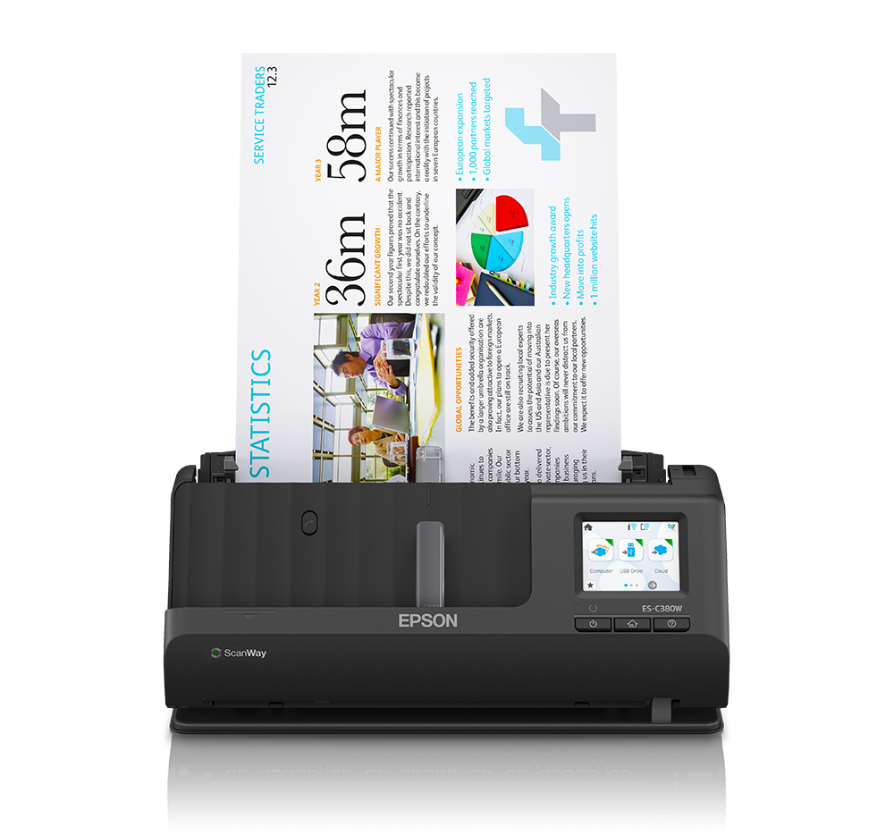 Epson WorkForce ES-C380W Wi-Fi Portable Sheet-fed Document Scanner (B11B269502)