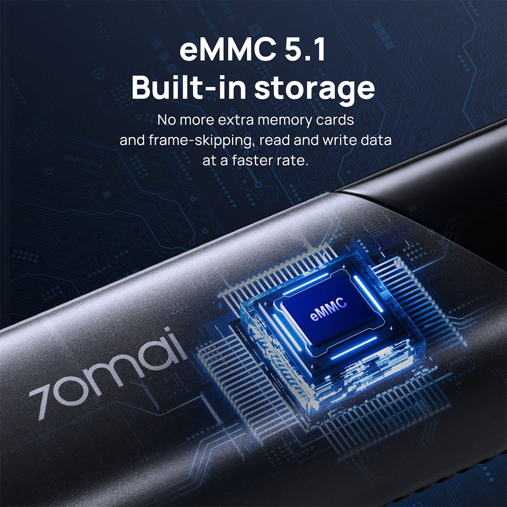 70mai M500 Dash Cam 2.7K HD with Built-in eMMC, 170° FOV & HDR Recording