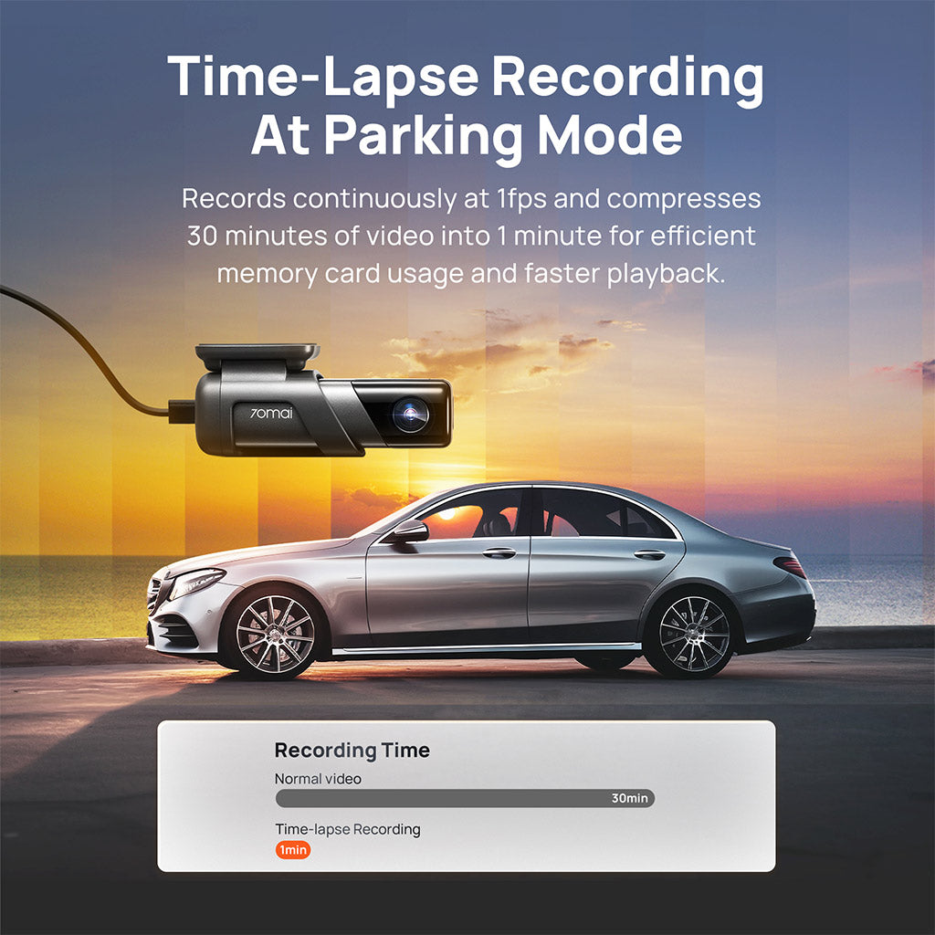 70mai M500 Dash Cam 2.7K HD with Built-in eMMC, 170° FOV & HDR Recording