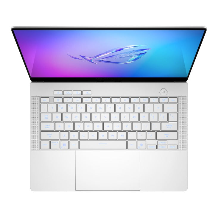 Laptop with a colorful display on a white background