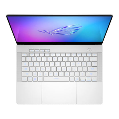 Laptop with a colorful display on a white background