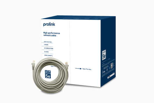 Prolink CAT5E UTP ケーブル 24AWG 305m/箱 HCCA (高導電性銅被覆アルミニウム) 