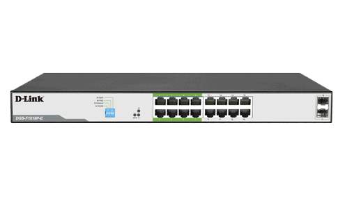 D-Link DGS-F1018P-E 250M 16 1000Mbps PoE Switch with 2 SFP Ports