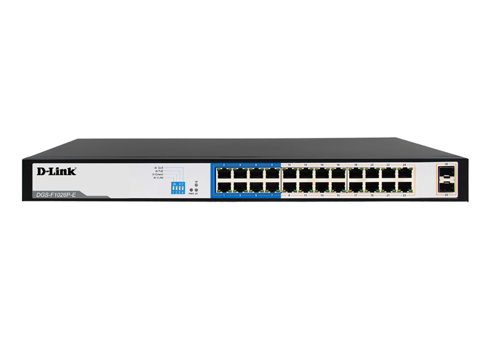 D-Link DGS-F1026P-E 24GE PoE + 2 SFP Ports 250m PoE Switch