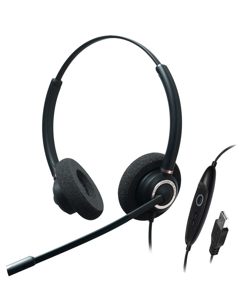 Addasound Crystal SR2832 Wired Duo Headset (USB) With in-line Control ...