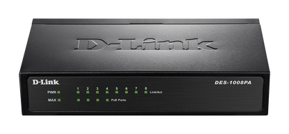 D-Link DES-1008PA 8-Port Fast Ethernet PoE Unmanaged Desktop Switch