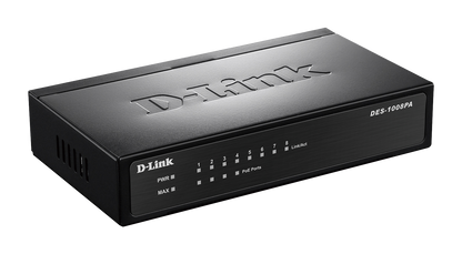 D-Link DES-1008PA 8-Port Fast Ethernet PoE Unmanaged Desktop Switch