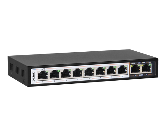 D-Link DES-F1010P-E 8 + 2 1000Mbps 250m PoE Switch