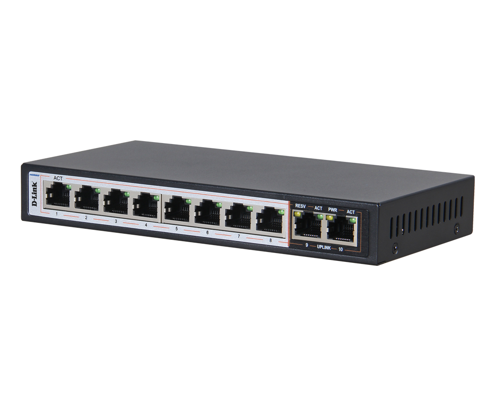 D-Link DES-F1010P-E 8 + 2 1000Mbps 250m PoE Switch