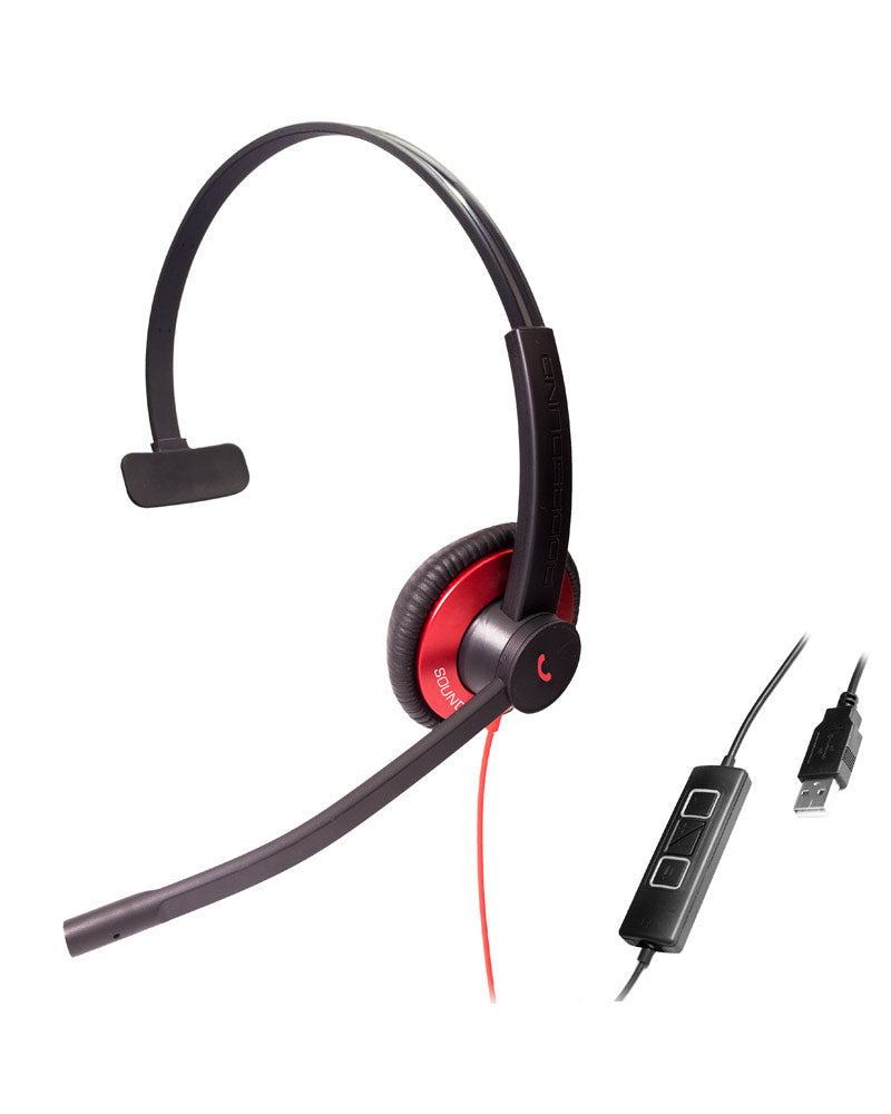 Addasound EPIC 511R-C Wired Mono Headset (UC) Teams UC,2-mic NC, USB-C, Red