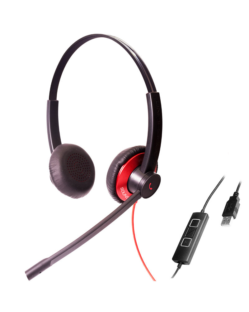 Addasound EPIC 512R-C Wired Duo Headset (UC) Teams UC,2-mic NC, USB-C, Red