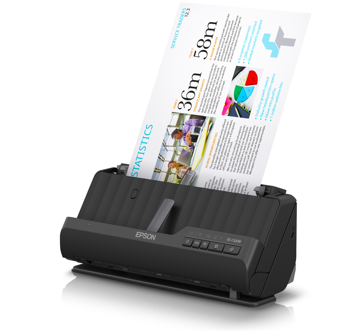 Epson WorkForce ES-C320W Wi-Fi Portable Sheet-fed Document Scanner (B11B270503)