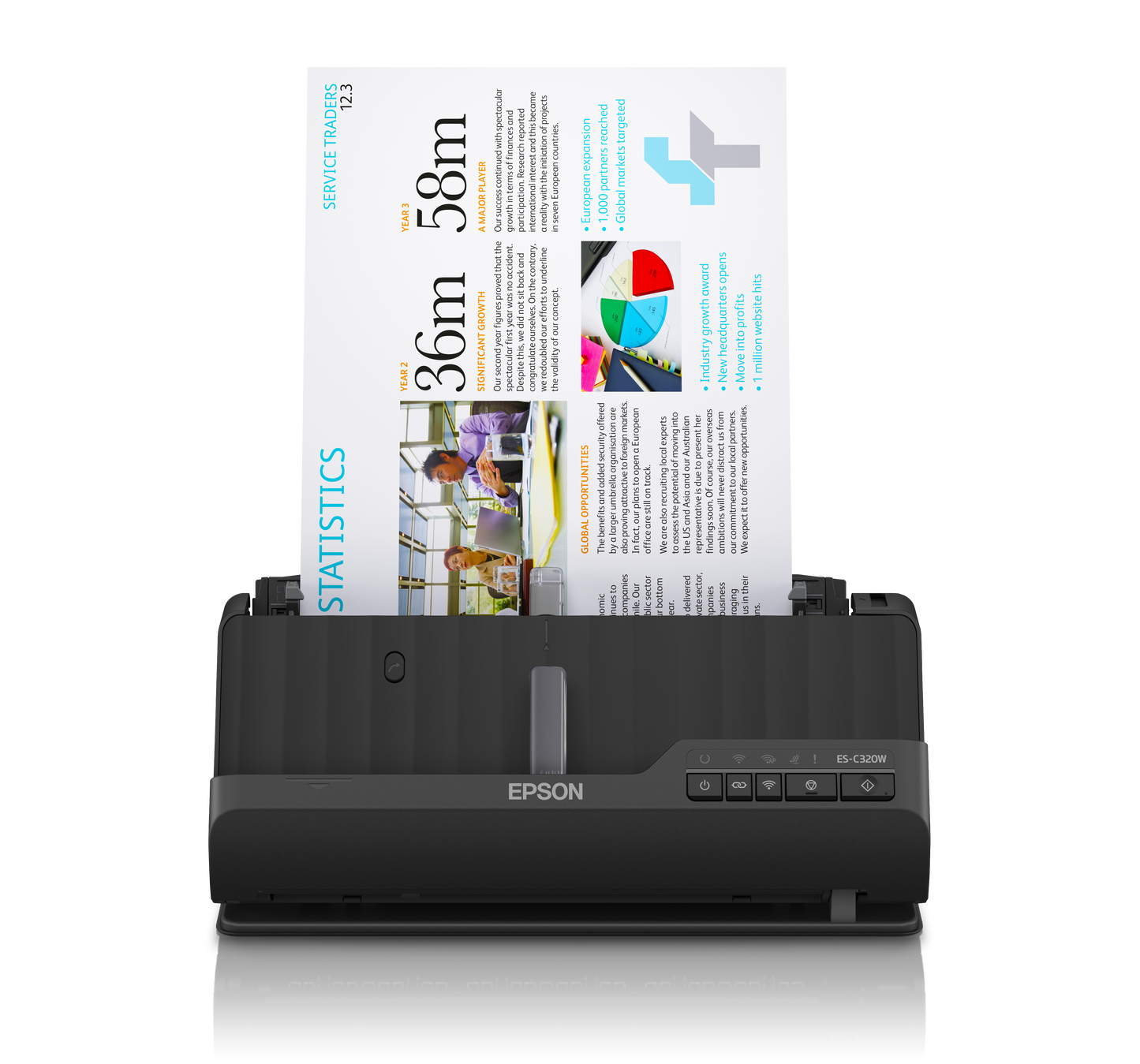 Epson WorkForce ES-C320W Wi-Fi Portable Sheet-fed Document Scanner (B11B270503)