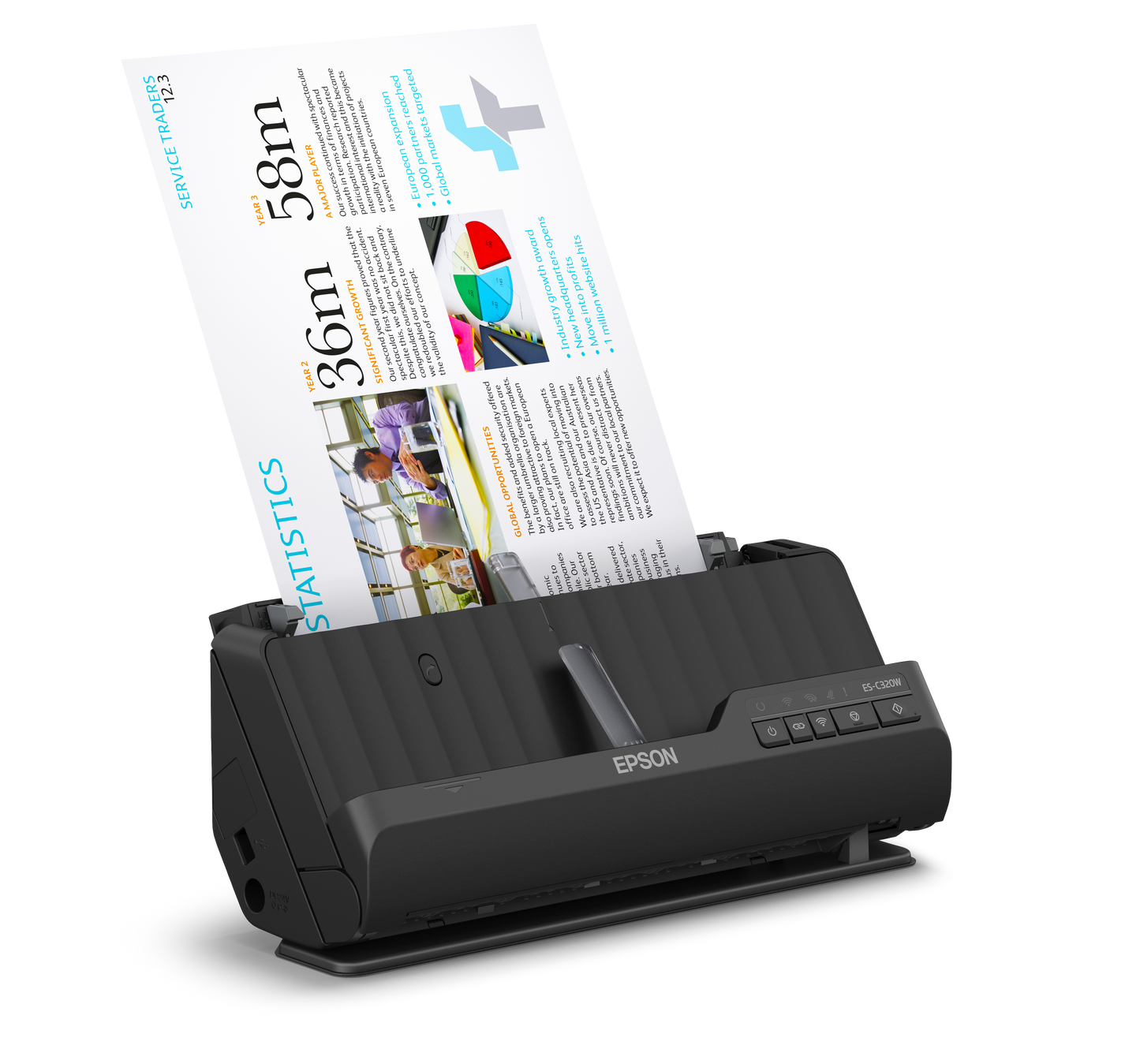 Epson WorkForce ES-C320W Wi-Fi Portable Sheet-fed Document Scanner (B11B270503)