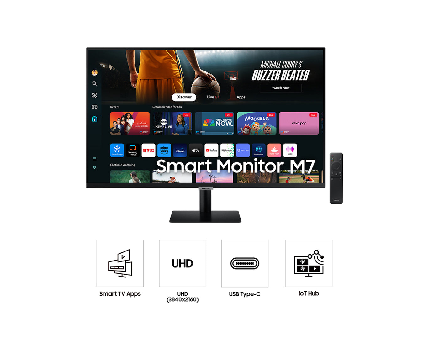 Samsung LS32FM700UEXXP 32" M70D UHD Smart Monitor with Speakers and Remote