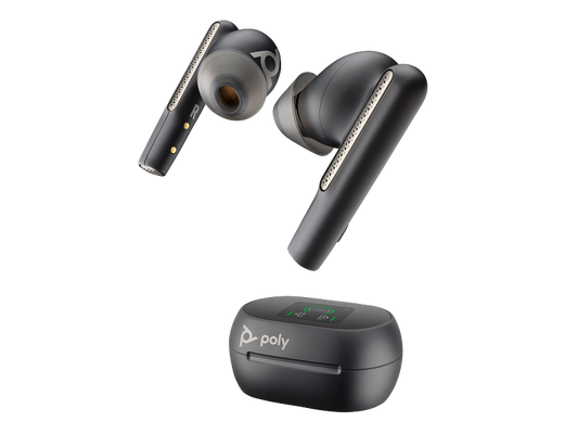 Poly Voyager Free 60+M UC Carbon Black Earbuds +BT700 USB-C Adapter +Touchscreen Charge Case (7Y8H0AA)