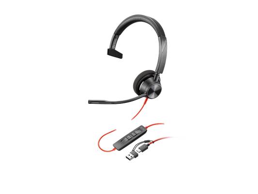 Poly Blackwire 3310 Monaural USB-C Headset +USB-C/A Adapter (8X215AA)