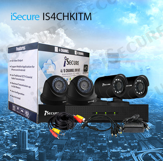 iSecure IS4CHKITM HD 1080P 4CH クラウド HD DVR CCTV キット