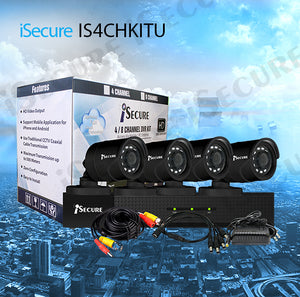 iSecure IS4CHKITU HD 1080P 4CH Cloud HD DVR  4 Outdoor CCTV Kit